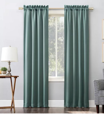 Sun Zero  Blackout Rod Pocket Curtain Panel Mineral Blue 40 x 63in-image