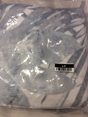 Pottery Barn Layla Palm Percale King Duvet Cover NEW Light Blue Beachy Tropical-image