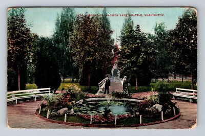 Seattle WA-Washington, Fountain, Madison Park, Antique, Vintage Postcard-image