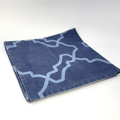 Pottery Barn Euro Pillow Sham Blue Trisha Geo Cotton Linen-image