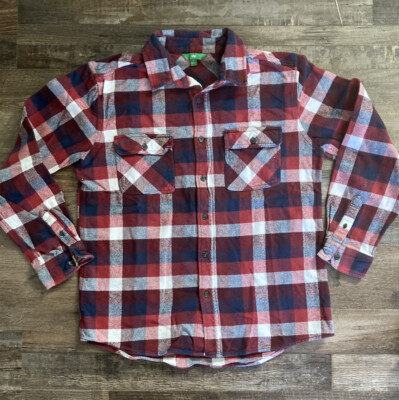 dip Flannel Shirt Mens  Blue White and Red Plaid Size Large 100% Cotton-image