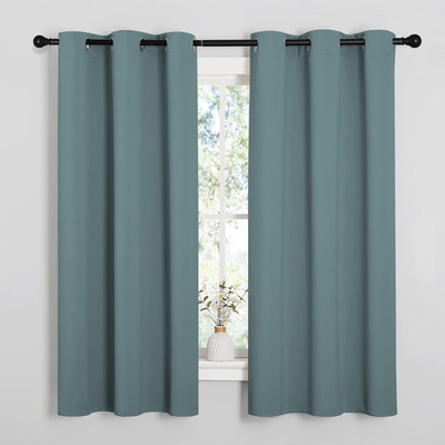 Modern Greyish Blue Blackout Curtains Noise Reducing, Thermal Insulated and Priv-image