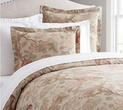 Pottery Barn Grace Floral Linen Blend King Duvet Cover + 3 Pillow Shams-image