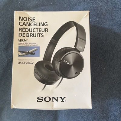 Sony Noise Cancelling Wired Headband Headphones Black MDR-ZX110NC New In Box-image