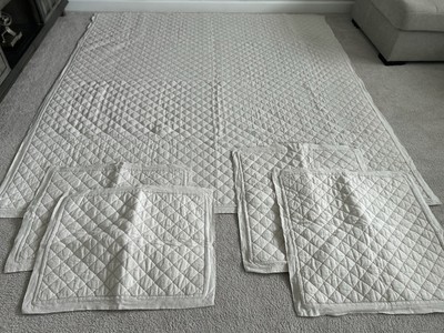 Pottery Barn Belgian Flax Linen Queen Quilt and 4 Shams Beige-image