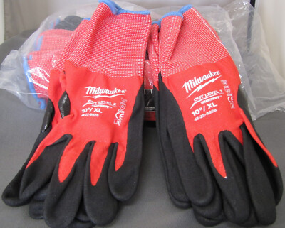 2  Milwaukee 2 Cut Level  2 latex dipped work gloves 48-22-8928 Xlarge size-image