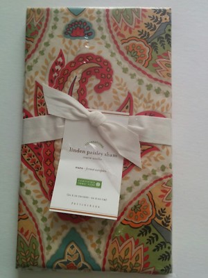 1 Pottery Barn Linden Paisley Euro Sham NWT Red Last one !-image
