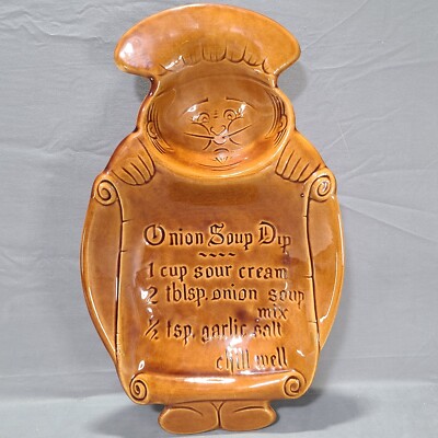 Vintage Onion Soup Dip Serving Tray Embossed Recipe Calif USS S 8 Good Condition-image