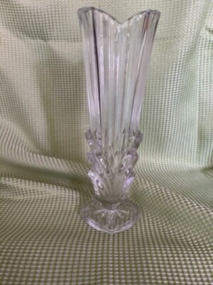 Art Deco Lead Crystal Flower Vase Studio Nova Belmont Heart Shaped 8”-image