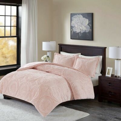 Madison Park Medallion Ultra Plush Comforter Queen Set In Blush PINK-image