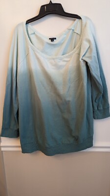 Torrid Off-Shoulder Dip Dye Ombre Sweatshirt Pullover Teal Plus 2X-image