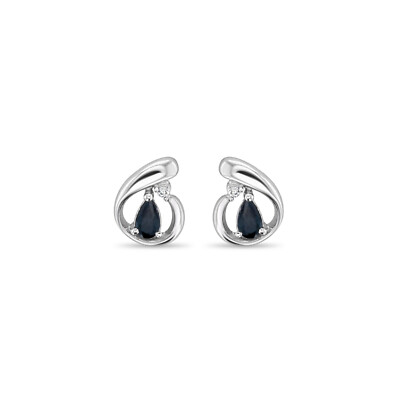Pear Shaped Sapphire Studs with Gold Accent 14k White Gold-image