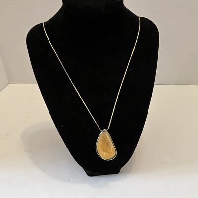 Vintage Park Lane Gold Dipped Large Sea Shell Pendant Necklace 14” Chain-image