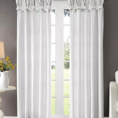 NWT Madison Park Emilia Lined Twisted Tab Top Faux-Silk Window Panels 50