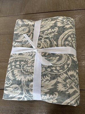 Pottery Barn Alessandra Organic percale scroll full queen duvet Blue-image