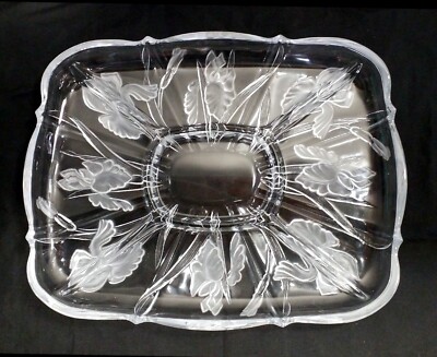 Beautiful Crystal Vegetable And Dip Serving Dish 5-Sections Frosted Floral -image
