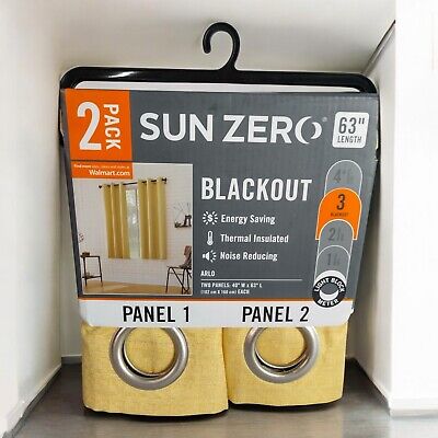 Sun Zero Arlo Textured BLACKOUT Sunflower Curtains Panel 2 pack  40” W x 63” L -image