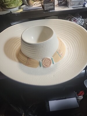 Treasure Craft Sombrero Cowboy Hat Chip and Dip Large Serving Bowl Dish USA-image