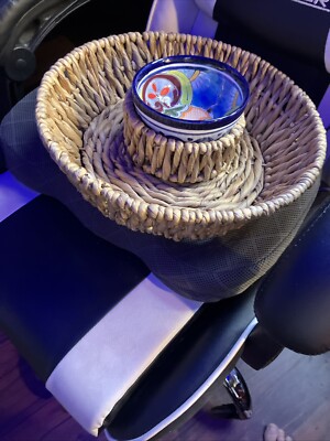 hand woven basket with dip bowl-image