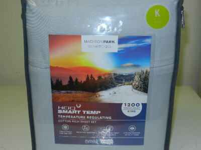 Madison Park HeiQ Smart Temp Temperature Regulating King Sheet Set light gray-image