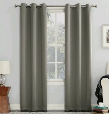 Sun Zero Kenneth Energy Saving Blackout Grommet Curtain Panel Gray 40