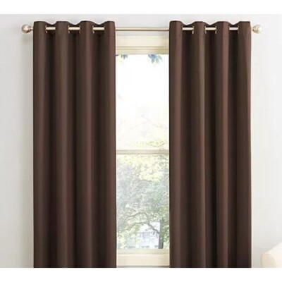 Sun Zero Lichtenberg Blackout Grommet Curtain One Pair Brown 40x63 NEW-image