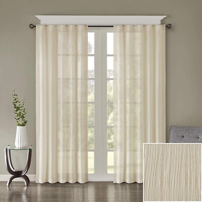Madison Park Harper Solid Crushed Window 2 Panel Cream  84 x 84-image