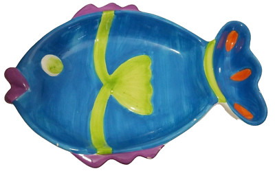 Ceramic Fish Chip & Dip Platter - Multi-Color - Parties - Luncheons - Holidays-image