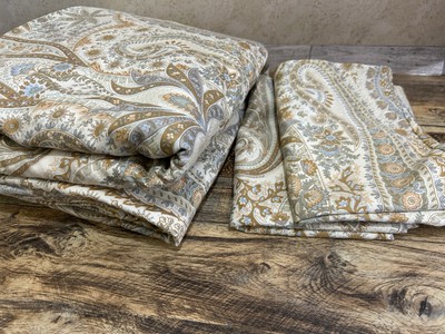 Pottery Barn Blythe Paisley King Duvet Cover 2 Standard Shams Beige Blue Organic-image