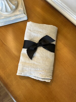 Pottery Barn Belgian Flax Linen Double Flange EURO Sham (1) Flax PRE-OWNED-image