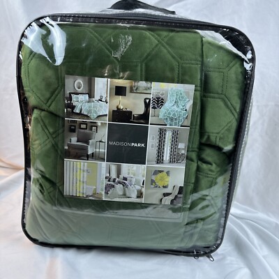 Madison Park Harper Quilt Set Velvet Casual Geometric Stitching  Full/Queen-image