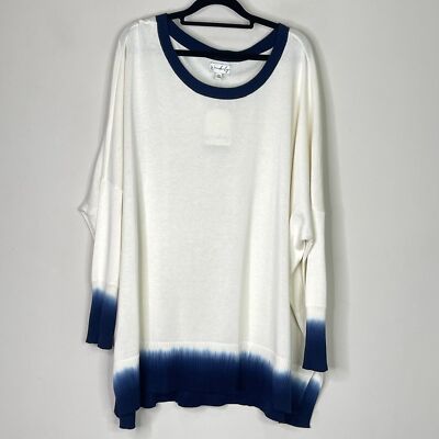 New Wonderly Blue Dip Flyaway Dolman Sleeve Sweater Women's Size XXL-image