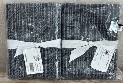 2 New Pottery Barn Honeycomb Cotton Standard Pillow Shams Midnight-image