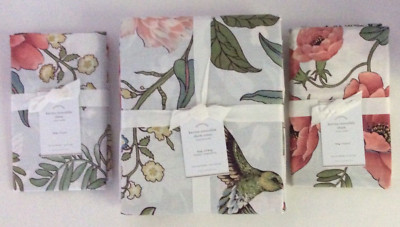Pottery Barn KARINA Reversible KING/Cal.King Duvet 2 King Shams Floral Birds NEW-image