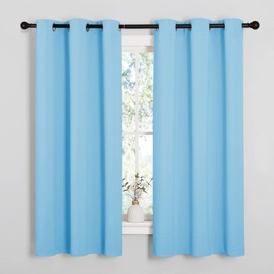 Light Blue Curtains for Nursery, Thermal Insulated Grommet Room Darkning Curt...-image