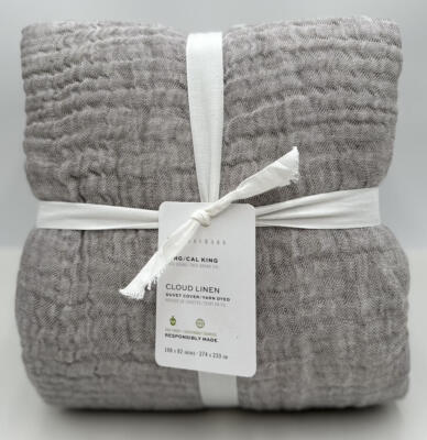 Pottery Barn Cloud Linen KING Duvet Cover ~ Gray-image