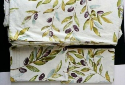 Pottery Barn Olive Branch Duvet Cover Set King 2 Std Shams Mediterranean Rare-image