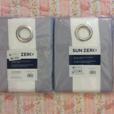 Sunzero  gray and white striped curtains-image