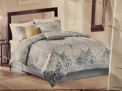 Madison Park 7 Piece Blue King Comforter Set-image