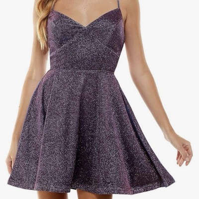 City Studio Lace Up Mini Party Dress Sz 11 Babydoll Glam Circle Skirt Fairy Y2k-image