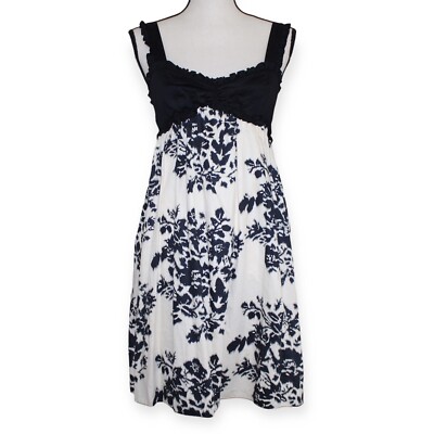 Studio M Womens Retro 100% Cotton Floral Dress Size XSmall Smocked Back Black-image