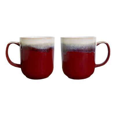 Blue Harbor Red Reactive Glaze Coffee Mug Set of 2 Large 19 oz Dip Dye Straight-image