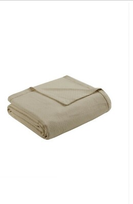 DOM874  New MADISON PARK Liquid Cotton Blanket in Linen Size King-image