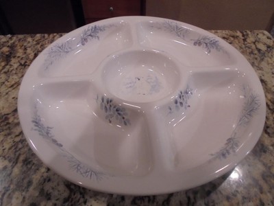Pfaltzgraff Winter Frost 5-section divided round platter mint low fast shipping-image