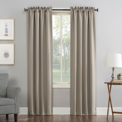 Sun Zero Mariah Room Darkening 84-Inch Rod Pocket Window Curtain Panel Stone NEW-image
