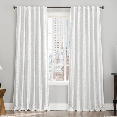 Brookhaven 2-Pack Embroidered Floral Pleated Look 100% Blackout Back Tab Curt...-image