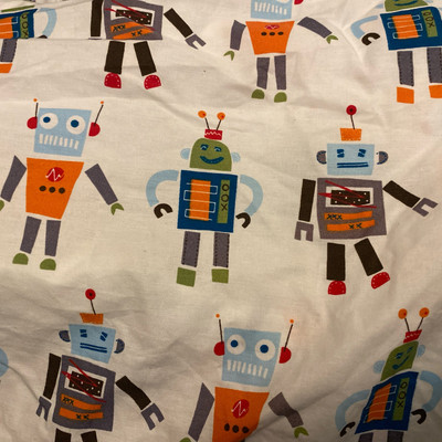 Pottery Barn Toddler Fitted Sheet Organic Cotton Robots-image