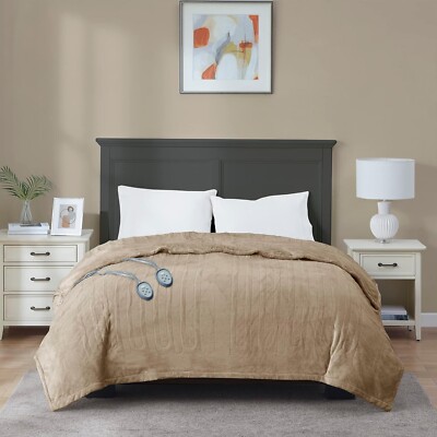 Electric Blanket Queen Size Dual Control, Plush Heated Blankets Machine Washable-image