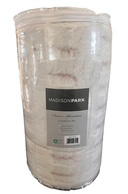 MADISON PARK Gia Faux-Fur 3-Pc. Comforter Set, Full/Queen MP10-6210 RETAIL:$180-image