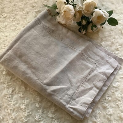 1 Pottery Barn 2019 Beige 100% linen hemstitch STANDARD pillow sham 24